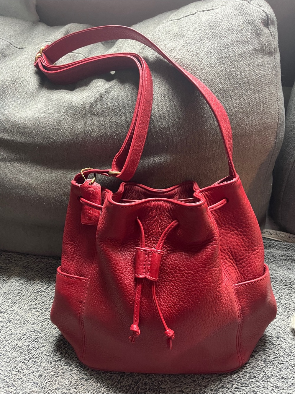 Coach Sonoma  4926 red drawstring purse EUC